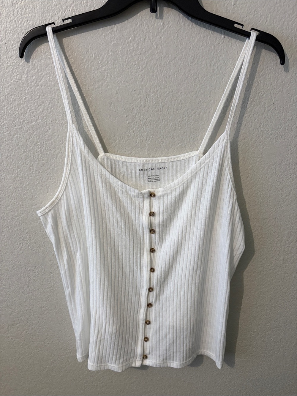 American Eagle Outfitters White Ribbed Button-Down Cami Top Size XXL